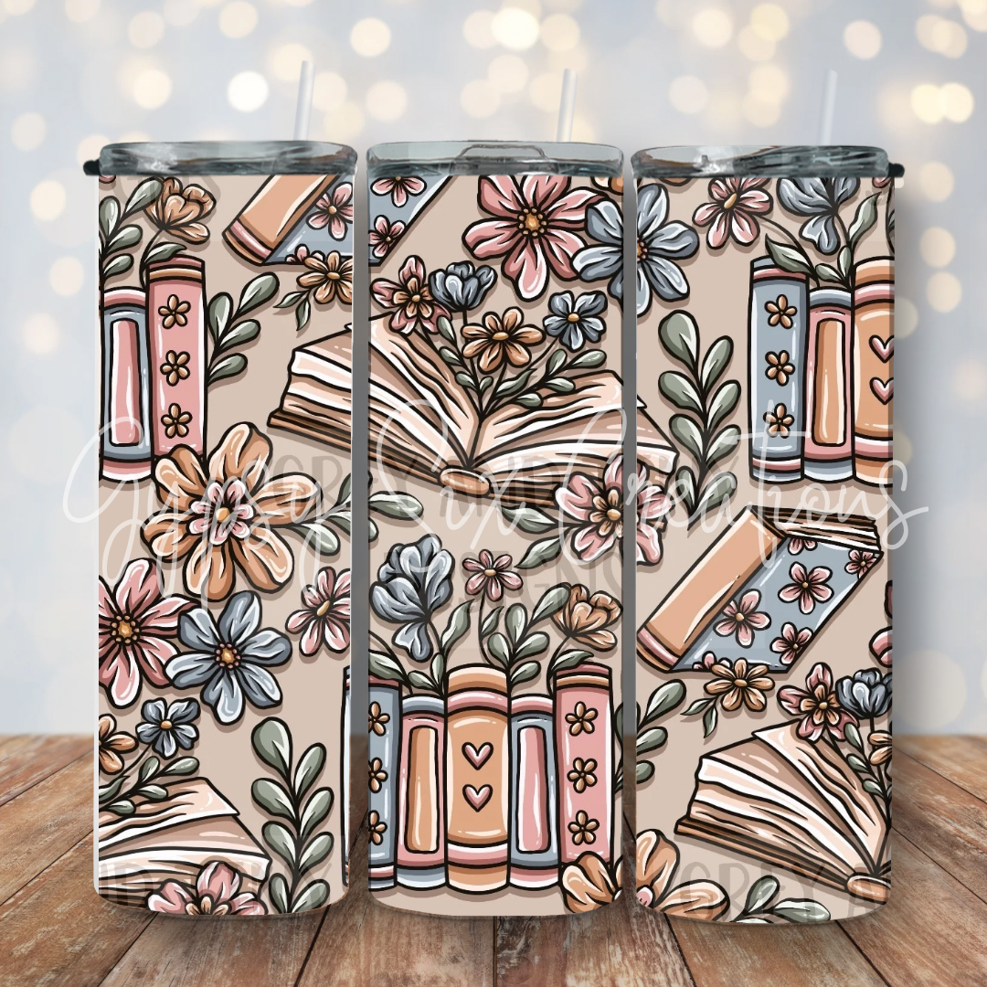 Floral Books Tumbler